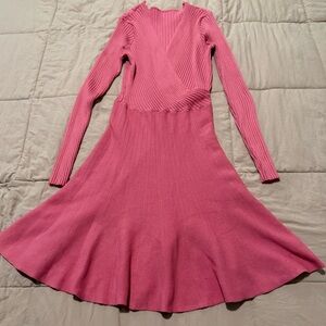 Pink Ribbed Knit Dress